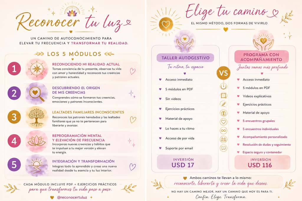 Taller Autogestivo Reconocer Tu Luz ☀️Transforma tú Realidad💛